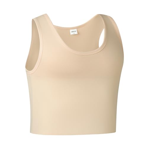 JARAZIN Damen-Tanktop Transgender Tomboy FTM zum Überziehen, elastischer Brustbinder, Pullover, Hautfarben, X-Klein von JARAZIN