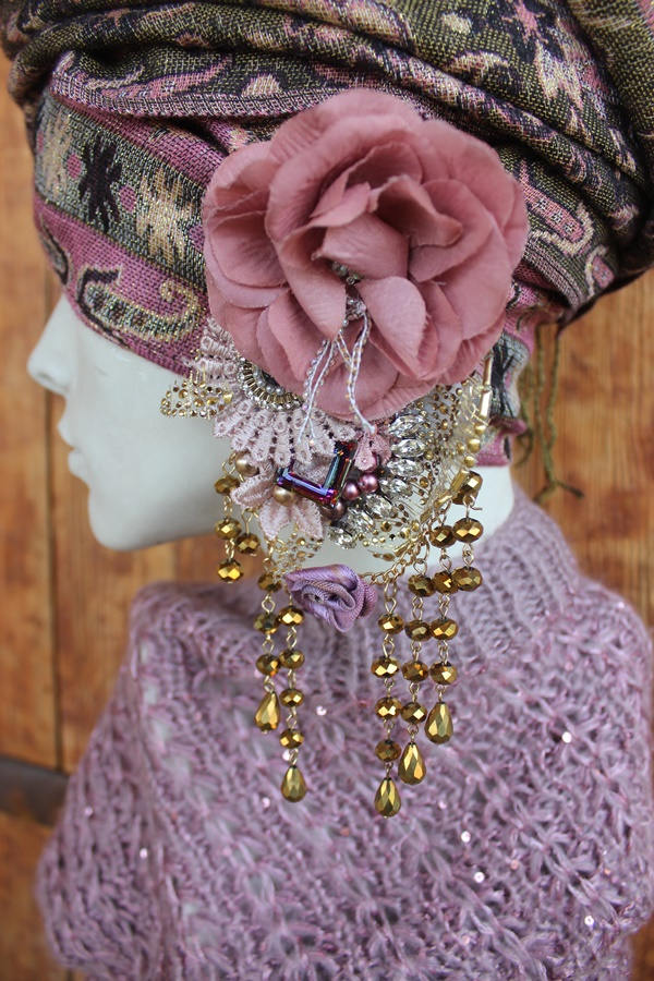 Pulver Rosa Orchideen Brosche, Handgefertigte, Einzigartige, Künstlerisch, Bereit Um Zu Versenden von JARMOLOWSKA