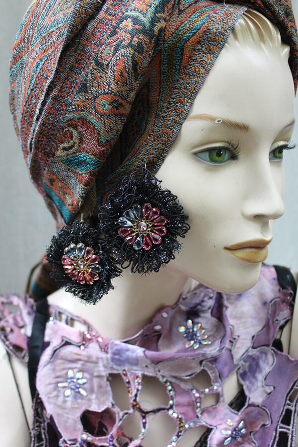 Rosa Sterne. Earrings.handmade, Einzigartig, Künstlerisch, Sofort Lieferbar von JARMOLOWSKA