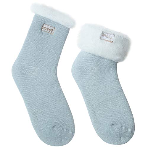 JARSEEN 2 Paar Damen Thermosocken Kuschelsocken Winter Warme Dicke Süß Haussocken Mit Vollplüsch und Wolle (2 Minze, EU 36-42) von JARSEEN