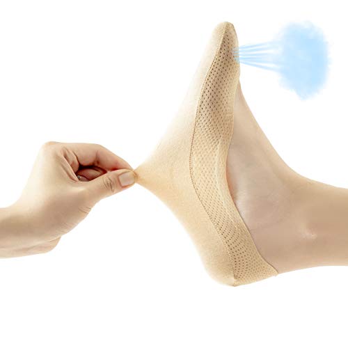 JARSEEN 4Paar Damen Füßlinge Atmungsaktiv Baumwolle Unsichtbare Sneakers Socken mit Rutschfest Silikon (4Beige, EU 35-38) von JARSEEN