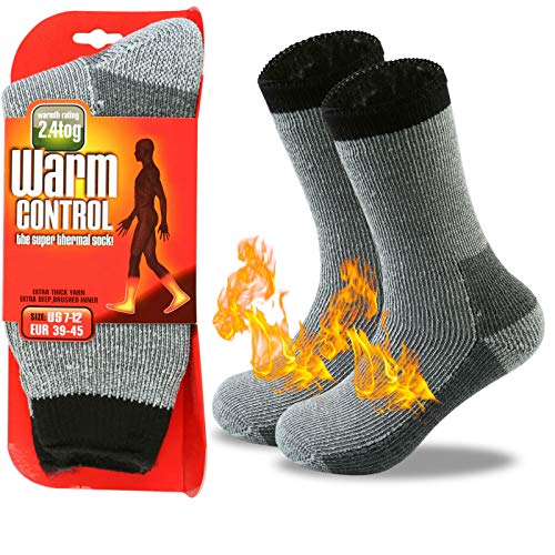 JARSEEN Warme Winter Thermosocken mit Vollplüsch und Wolle Dicke Weiche Stiefel Socken Damen Herren (36-42, Neu Grau) von JARSEEN