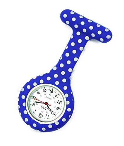 Jas Unisex Krankenschwestern Revers Armbanduhr Silikon (Infektionskontrolle) Polka Dot – Navy Blau von JAS