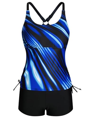 JASAMBAC Badeanzug Shape Damen Tankini Damen Zweiteiliger Badeanzug Bauchweg Tankini Oberteil Und High Waist Badeshorts Komfortabel Bademode Mit Verstellbare Schultergurte Sportlich Strandmode von JASAMBAC