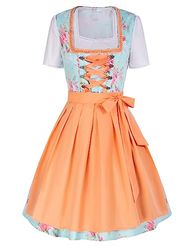 JASAMBAC Bayrisches Oktoberfest-Kostüm für Damen, traditionelles Dirndl-Kleid, deutsches Biermädchen-Kostüm, Blau, L von JASAMBAC