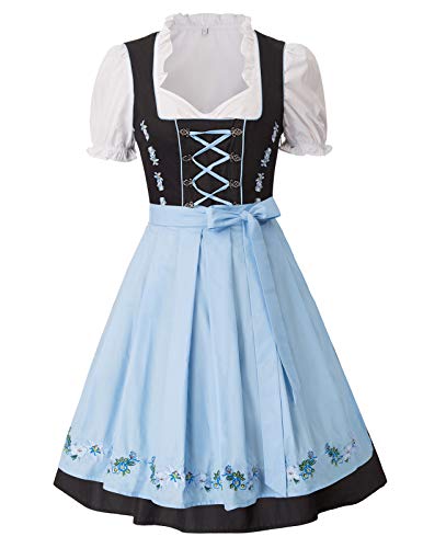 JASAMBAC Damen, Dirndl, 3-teiliges Trachtenkleid für Oktoberfest, Karneval von JASAMBAC