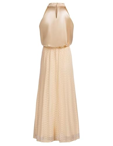 JASAMBAC Damen 2023 Satinkleid Neckholder, Elegantes, ärmelloses, fließendes Cocktailparty Maxikleid von JASAMBAC