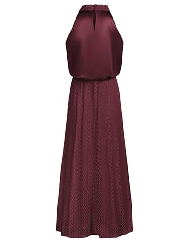 JASAMBAC Damen 2023 Satinkleid Neckholder, Elegantes, ärmelloses, fließendes Cocktailparty Maxikleid von JASAMBAC