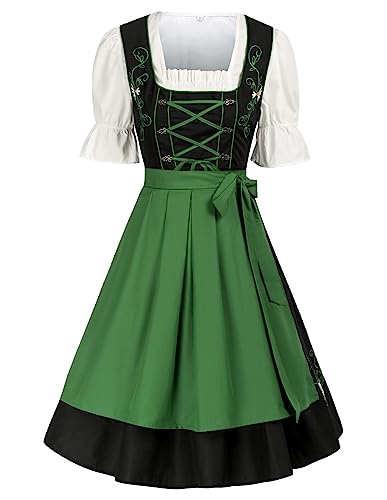 JASAMBAC Damen Dirndl midi 3-teiliges Trachtenkleid Trachtenrock Kleid Dirndlbluse für Oktoberfest, Grün M JASAMBAC Damen Dirndl midi 3-teiliges Trachtenkleid Trachtenrock Kleid Dirndlbluse für Oktoberfest, Grün M von JASAMBAC