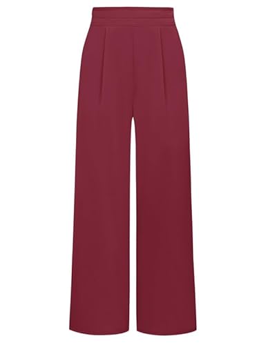 JASAMBAC Damen-Kleiderhose mit hoher Taille, gerade, weites Bein, elastische Taille, knöchellang, Business-Freizeithose JASAMBAC Damen-Kleiderhose mit hoher Taille, gerade, weites Bein, elastische Taille, knöchellang, Business-Freizeithose von JASAMBAC