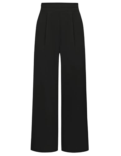 JASAMBAC Damen-Kleiderhose mit hoher Taille, gerade, weites Bein, elastische Taille, knöchellang, Business-Freizeithose JASAMBAC Damen-Kleiderhose mit hoher Taille, gerade, weites Bein, elastische Taille, knöchellang, Business-Freizeithose von JASAMBAC