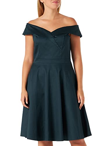 JASAMBAC schulterfreies High-/Low Damenkleid, A-Linie, Kleid für Hochzeit, Party, Cocktailkleid, dunkelgrün, Groß von JASAMBAC