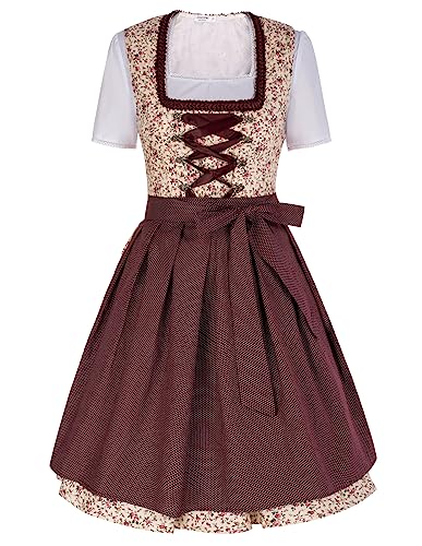 JASAMBAC Deutsches Dirndlkleid für Damen, Milchmädchen-Kostüme für das Oktoberfest, Khaki, XL von JASAMBAC