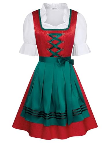JASAMBAC Dirndl füR Damen 3-Teiliges Oktoberfest Dirndl Trachtenkleid Dirndlkleider Karneval Oktoberfest Party Kostüm JASAMBAC Dirndl füR Damen 3-Teiliges Oktoberfest Dirndl Trachtenkleid Dirndlkleider Karneval Oktoberfest Party Kostüm von JASAMBAC