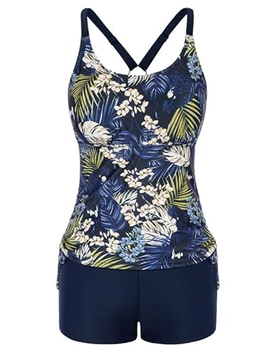 JASAMBAC Tankini Damen Oberteil Einzeln Zweiteiliger Badeanzug Bauchweg Tankini Oberteil Und High Waist Badeshorts Komfortabel Bademode Mit Verstellbare Schultergurte Sportlich Strandmode von JASAMBAC