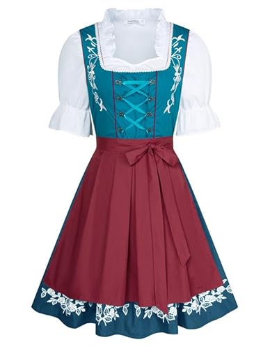 JASAMBAC Trachtenkleid Damen Dirndl 3-Teiliges Oktoberfest Dirndl Dirndlkleider Karneval Oktoberfest Party Kostüm JASAMBAC Trachtenkleid Damen Dirndl 3-Teiliges Oktoberfest Dirndl Dirndlkleider Karneval Oktoberfest Party Kostüm von JASAMBAC