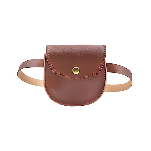 Mini Bauchtasche für Mädchen PU Leder Gürtel Sattel Hüfttasche Pouch Kleine Geldbörse Hip Bumbags für Outdoor Reisen Wandern, Braun, Small von JASASCCEL