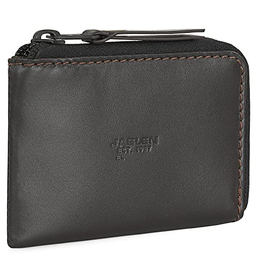 JASLEN - Geldbeutel & Schlüsseltasche Klein - Schlüsseletui Schlüsseltasche - Schlüsseletui Leder - Autoschlüssel Tasche - Schlüssel Etui 205644, Dunkelbraun-Braun von JASLEN