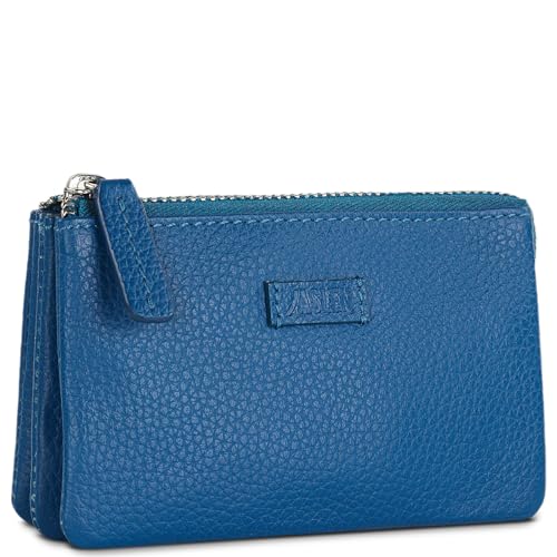 JASLEN - Geldbörse Damen Leder - Strapazierfähige Portmonee Damen Leder - Geldbeutel Damen. Damen-Geldbörsen. Portemonnaie Damen Leder mit Mehreren fächern, Blau von JASLEN