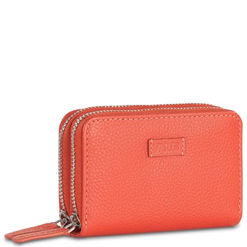 JASLEN - Geldbörse Damen Leder - Strapazierfähige Portmonee Damen Leder - Geldbeutel Damen. Damen-Geldbörsen. Portemonnaie Damen Leder mit Mehreren fächern, Rot von JASLEN