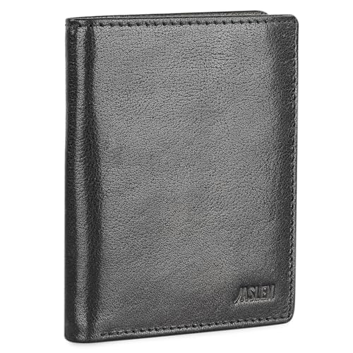 JASLEN - Geldbörse Herren Leder - Herren Geldbörsen Leder mit RFID Schutz - Geldbörse Herren Klein - Geldbeutel Herren Leder - Geldbörse Herren. Geldbeutel, Schwarz von JASLEN