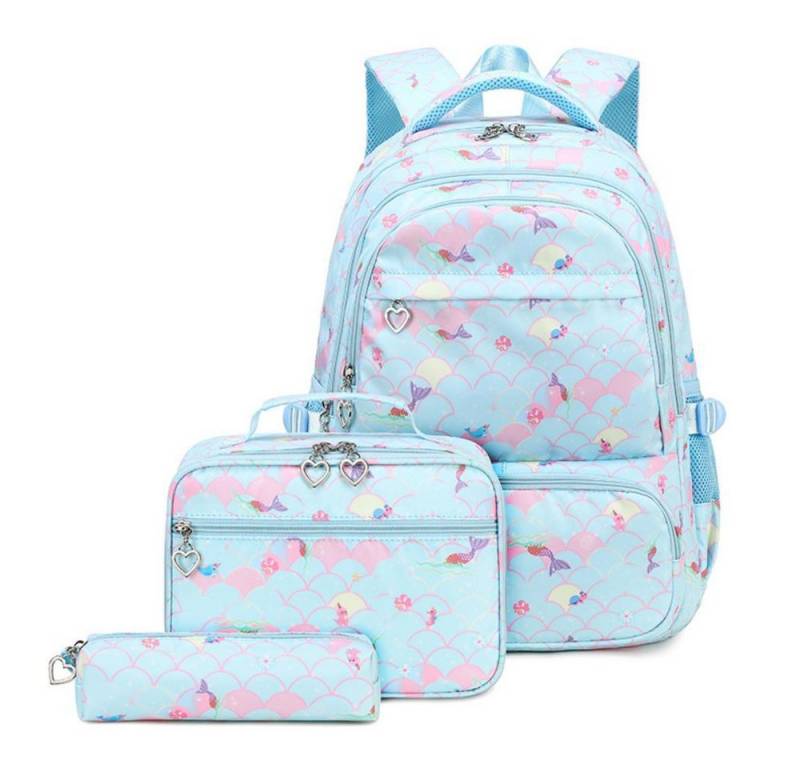 JASLIFE Schulrucksack 3-teiliges Schulrucksack Set Mädchen Teenager Jugendliche Daypack (Schulrucksack Set, 3-teiliges Set), Leicht, wasserabweisend, viel Stauraum – ideal für Schule & Freizeit von JASLIFE