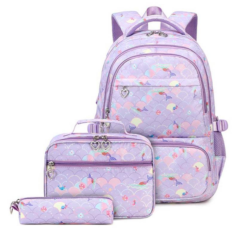 JASLIFE Schulrucksack 3-teiliges Schulrucksack Set Mädchen Teenager Jugendliche Daypack (Schulrucksack Set, 3-teiliges Set), Leicht, wasserabweisend, viel Stauraum – ideal für Schule & Freizeit von JASLIFE