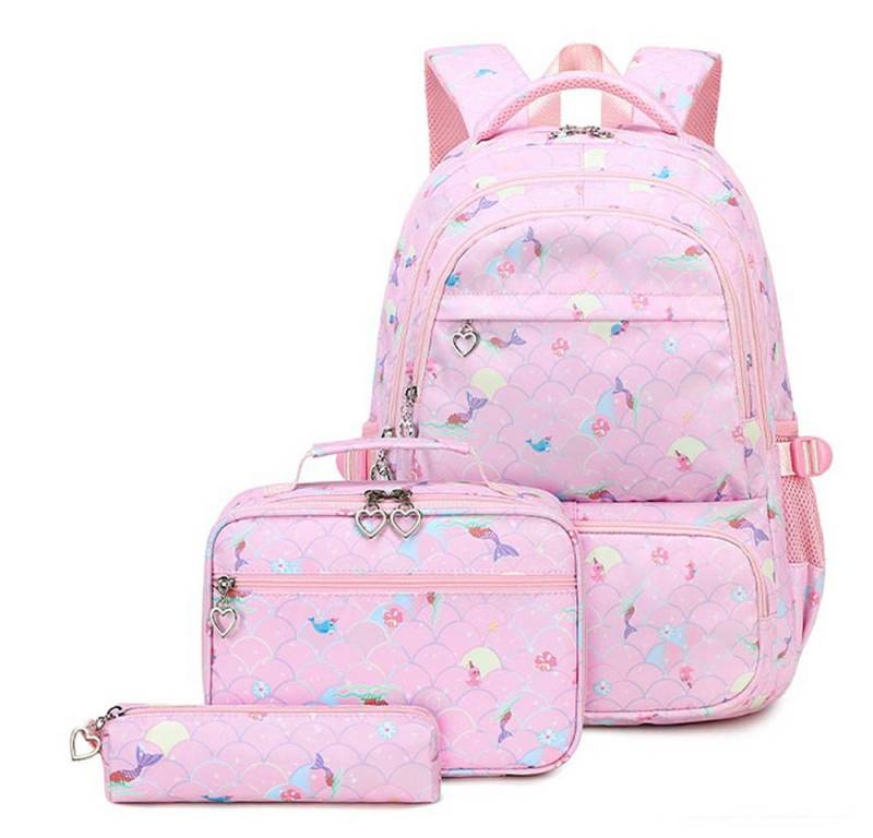 JASLIFE Schulrucksack 3-teiliges Schulrucksack Set Mädchen Teenager Jugendliche Daypack (Schulrucksack Set, 3-teiliges Set), Leicht, wasserabweisend, viel Stauraum – ideal für Schule & Freizeit von JASLIFE