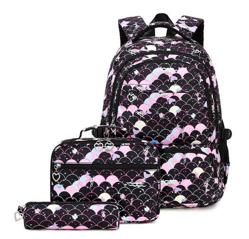 JASLIFE Schulrucksack 3-teiliges Schulrucksack Set Mädchen Teenager Jugendliche Daypack (Schulrucksack Set, 3-teiliges Set), Leicht, wasserabweisend, viel Stauraum – ideal für Schule & Freizeit von JASLIFE