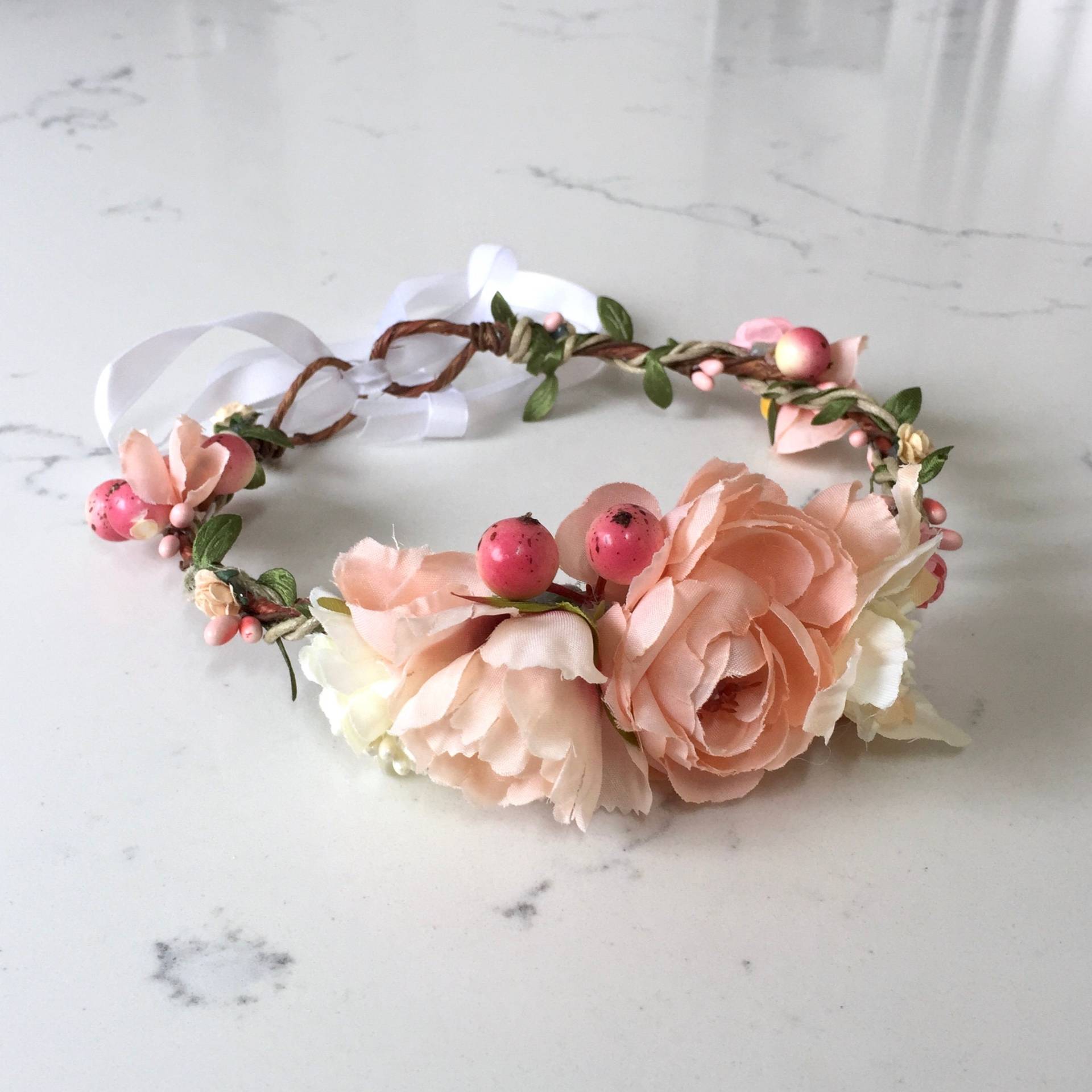 Pfirsiche & Creme Blumenkranz von JASMINEANDVINE
