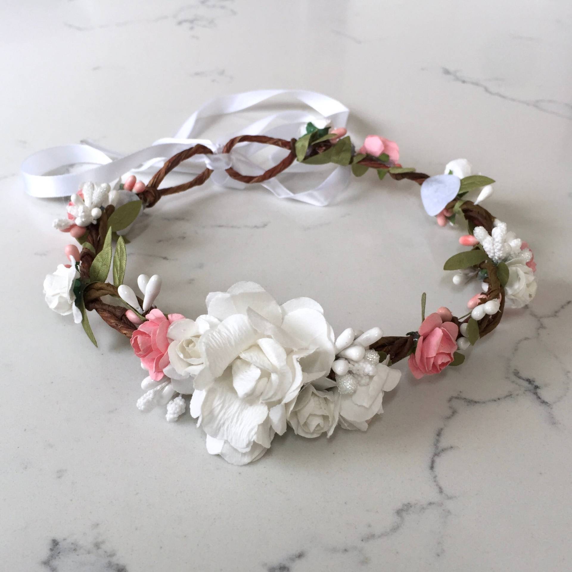 Rosa & Weiße Blumenkrone Kranz von JASMINEANDVINE