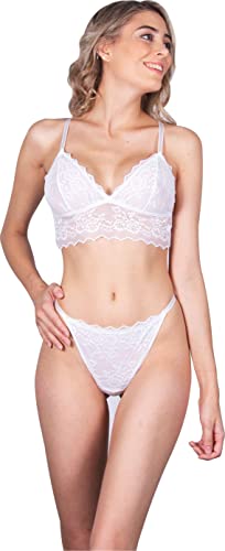 JAST Damen-Dessous-Set aus Spitze, BH ohne Bügel, Schwarz oder Weiß, Größe M bis XL, 804-B, 38 von JAST