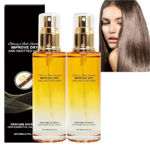 Haarbehandlungsölspray, duftendes Haarparfümöl, Leave-in Conditioning Spray für trockenes und verknotetes Haar, Kopfhautstärkung mit Blumenduft, leichtes nährendes ätherisches Öl (2PCS) von JASUBAI