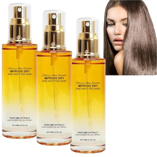 Haarbehandlungsölspray, duftendes Haarparfümöl, Leave-in Conditioning Spray für trockenes und verknotetes Haar, Kopfhautstärkung mit Blumenduft, leichtes nährendes ätherisches Öl (3PCS) von JASUBAI