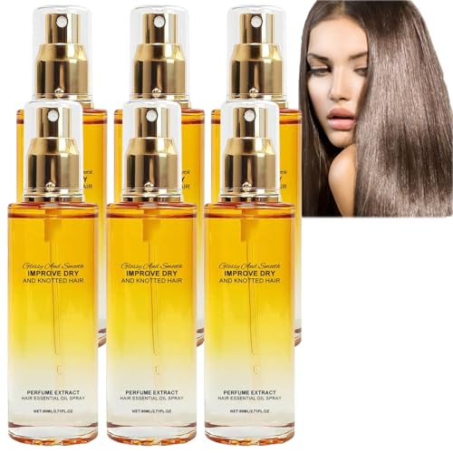 Haarbehandlungsölspray, duftendes Haarparfümöl, Leave-in Conditioning Spray für trockenes und verknotetes Haar, Kopfhautstärkung mit Blumenduft, leichtes nährendes ätherisches Öl (6PCS) von JASUBAI