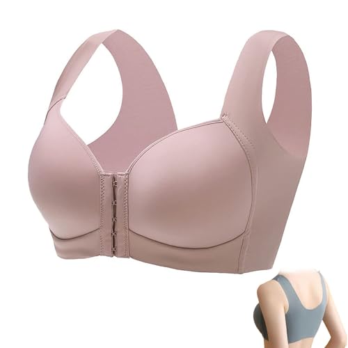 Haltungskorrektur BH, Stütz BH Mit Vorderverschluss, BH Ohne BüGel GroßE GrößEn, Frontverschluss Sport BH Push Up Damen Starker Halt, Stillbh Bustier Still Bustiers, T-Shirt BH (Rosa,95 C) von JASUBAI