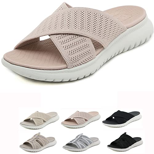 Heccie Orthopädische Sandalen Stretch, Damen Leichte bequeme Plantarfasziitis-Bogenunterstützung, modische orthopädische Keilrutschen (37,A Rosa) von JASUBAI