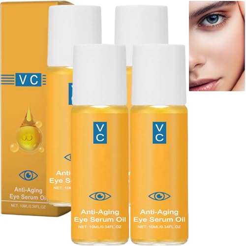 Lutein Eye Essence Oil - Anti-Falten-Serum für Augenringe & Augensäcke, VC Firming Moisturizing Brighteing Anti-Aging Eye Oil für Frauen & Männer (4Stück) von JASUBAI