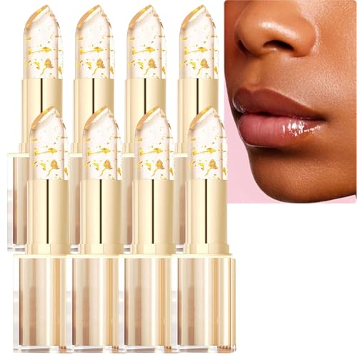 Neuartiger Farbwechsel-Lippenstift mit Goldfolie für Damen, 24 Stunden wischfest, langanhaltender Lipgloss feuchtigkeitsspendender Balsam mit warmem Schimmer, von transparent bis individuell (8PCS) von JASUBAI