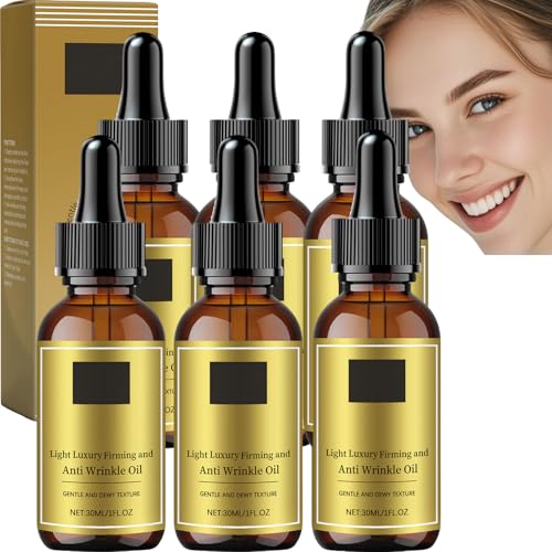Peptid Anti-Falten Öl, Light Luxury Firming and Anti-Wrinkle Youthful Face Serum, Straffende Hydratisierende Gesichtsessenz für Frauen, Reduziert Feine Linien Fältchen (6Stück) von JASUBAI