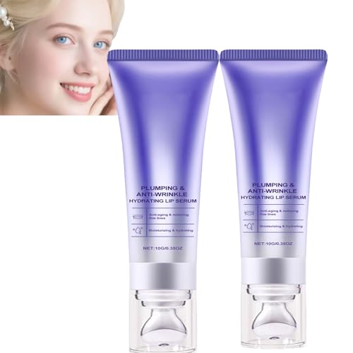 Plumping & Anti-Wrinkle Hydrating Lip Serum, Instant Lip Plumper Gloss, feuchtigkeitsspendend für trockene Lippen, reduziert feine Linien, erhöht die Elastizität, nährende Pflege (2 Stück) von JASUBAI