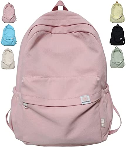 Schulrucksack MäDchen Jungen Rucksack Schule Teenager Aesthetic School Bag Backpack Green Aesthetic School Stuff Beige Black (Rosa) von JASUBAI