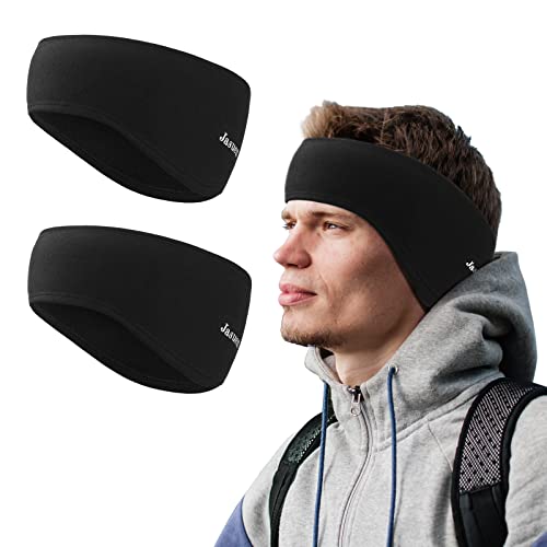 Winter Sport Stirnband für Damen und Herren- Ohrenschützer Ohrenwärmer Elastisch Haarband Warm Headband für Jogging Laufen Wandern Fahrrad - 2er Schwarz von JASUEN