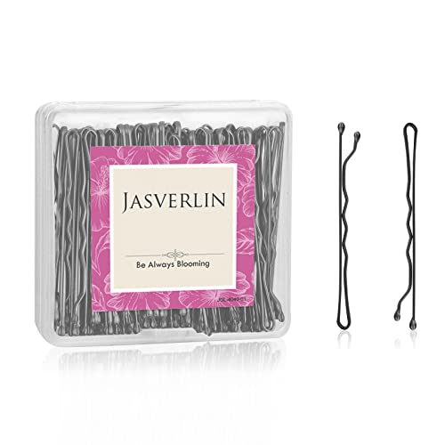 JASVERLIN 2 3/8 Zoll große Haare Bobby Pins schwarz für Frauen Mädchen dekorative Slideproof Firm Hold Big Bobbie Haar Clips Zubehör Styling Bulk Pack von 100 Stück von JASVERLIN