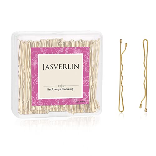 JASVERLIN Blonde Bobby Pins, goldene Haarnadeln, dekorative Premium Secure Firm Hold Bobbi Clips Bulk für Frauen lange dicke Haare Zubehör 2 Zoll 100 Stück von JASVERLIN