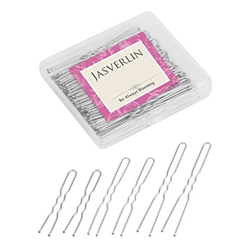 JASVERLIN U-förmige Bobby Hair Pin Silber Bun Clips Bunheads Haarnadeln für Frauen Mädchen Updo Weiß Zubehör Groß Lang Mini 3 Größe Sortiment 150 Stück von JASVERLIN