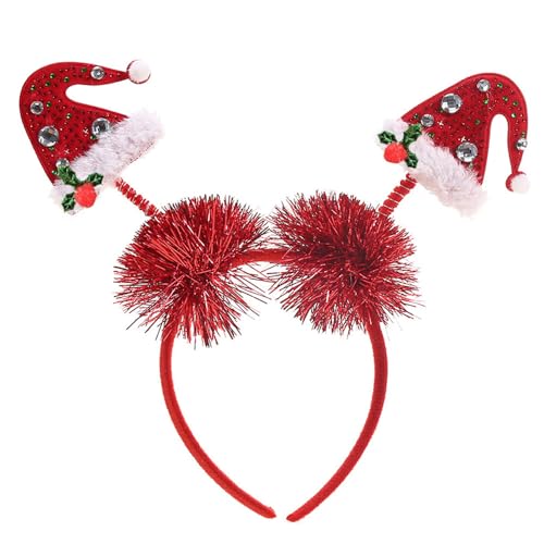 Weihnachts-Stirnbänder für Damen und Mädchen – rote Weihnachtsmütze, Haarbänder, Glitzer-Haarreifen mit weihnachtlichen roten und grünen Perlen, Strass, Kristall-Design, Kopfschmuck für Urlaub, Party, von JATOMSSM