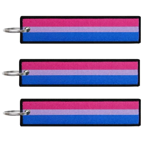 JAVD Bisexuelle Bi Pride Flagge Schlüsselanhänger mit Schlüsselanhänger – Schlüssel, Autos, Motorräder, Rucksäcke, Gepäck und Geschenke – EDC (3 Stück), Bisexueller Bi Pride, Medium Größe von JAVD