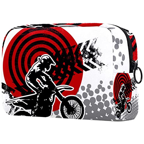 Make-up-Tasche, Motocross-Fahrer, Quad-Bike, Federmäppchen, Kosmetiktasche, tragbare Kulturbeutel für Damen und Herren, Mehrfarbig 02, 18.5x7.5x13cm/7.3x3x5.1in von JAVENPROEQT