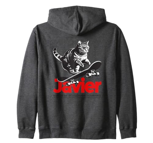 JAVIER - Schöner Jungen Name mit Katze & Skateboard Kapuzenjacke JAVIER - Schöner Jungen Name mit Katze & Skateboard Kapuzenjacke von JAVIER Sohn Enkel Geburtstag Geschenkideen